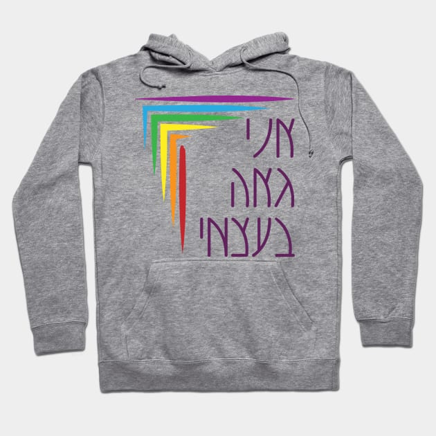 Hebrew: I Am Proud of Myself - Jewish Queer Pride Hoodie by JMM Designs